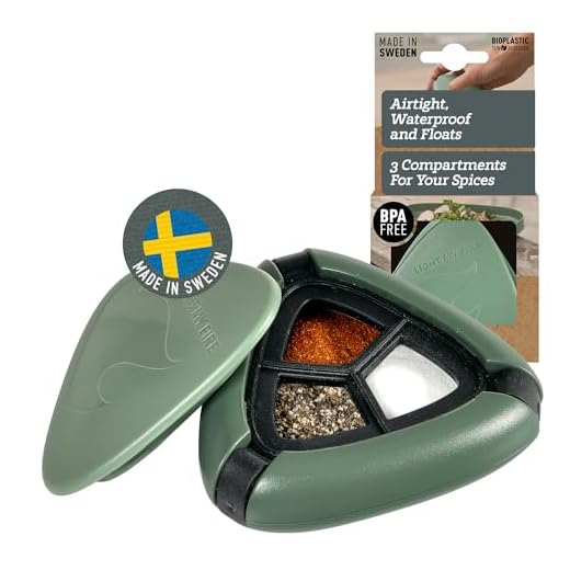 Light My Fire Salt & Pepper Plus BIO - Salt & Pepparkar - Kryddkar för Lunchlådan Outdoor & Camping - 3 Fack - Saltkar i Biobaserad Plast - Vattentät & Lufttät - Kryddskakare