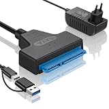 LAIVIYA Adattatore SATA USB, Cavo 2-in-1 da USB-C/USB 3.0 a SATA a USB, Adattatore per Dischi Rigidi Adattatore per Dischi per SSD/HDD da 2,5/3,5 Pollici con Alimentatore da 12V 2A