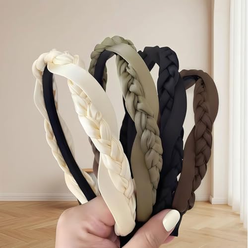 VelvetGlow Accessori Per Capelli Da Donna, Alla Moda, Antiscivolo, Alla Moda, Intrecciati, A Maglia, Graziosi, Tinta Unita, Per Ragazze, Accessori Elastici Alla Moda, 4 Pezzi