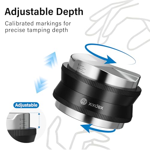 Image of XIXUBU 51mm Espresso Tamper, 2-in-1 Espresso Distributor & Tamper for De'Longhi Dedica CASABREWS - Adjustable Depth, 304 Stainless Steel Espresso Distribution Tool