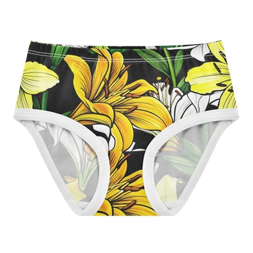Cotton Toddler Underwear Floral Lilies Yellow White Petals Girl Panties Cute Cartoon Kids Briefs Undies 2t