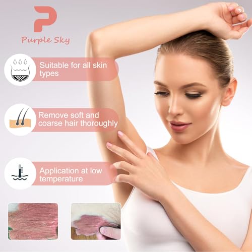 Image of PURPLESKY 5lbs Hard Wax Beads Bulk, Professional Hair Removal Wax Kit for Coarse Hair & Sensitive Skin, Low Temperature, Microwavable, Painless Brazilian, Bikini, Face, Leg, Body Home Use, Pink