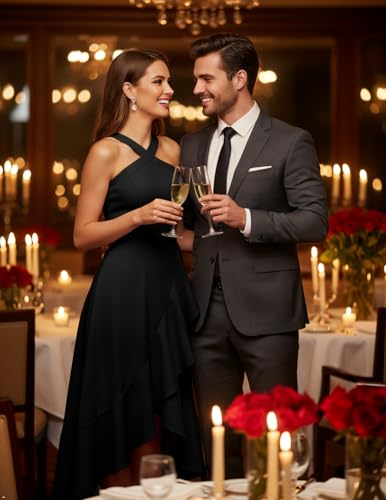 Bbonlinedress Halter Cocktail Women Dresses Prom Formal Wedding Guest Bridesmaid Ruffled Maxi Hi-Lo Evening Party 2026 Dress - Image 5