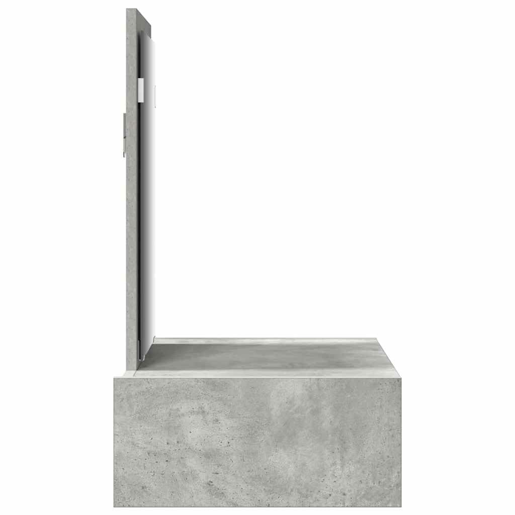 Tavolo da trucco grigio in legno ingegnerizzato 60 x 40 x 70 cm con specchio piano e cassetto, mobiletto salvaspazio per camera da letto, consolle con portaoggetti per make up