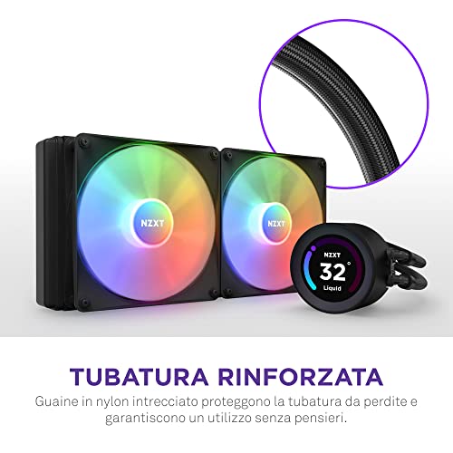 Kraken Elite 280 RGB - RL-KR28E-B1-280mm AIO CPU Liquid Cooler - Customizable 2.36" Wide-Angle LCD Display for GIFs, Images, Performance Metrics - 2 x F140 RGB Core Fans - Black - Sistema di raffreddamento - Immagine 6