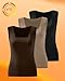 Velvelhall 3 Pack Women's Thermal Tank Tops, Fleece Lined Raw Hem Sleeveless Tops Camisole Warm Square Neck Base Layer Vest(Black, Khaki, Dark Brown,Small)