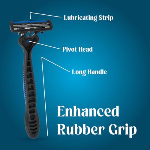 Image of WETELL Men's Disposable Razors with Triple Blade & Aloe Strip - 3 Pack | Pivoting Head for Smooth & Comfortable Shaving | Lubricating Strip for Skin Protection | Premium Manual Shavers for Men (WT201887)