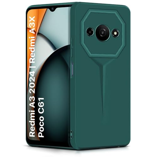 Image of WOW IMAGINE Slim Back Cover for Mi Redmi A3 | Redmi A3X | Poco C61 | Blade Series Ultra Thin Case with Lightweight Design | Camera Protection | Soft Matte Silicone Flexible Mobile Case - Green