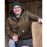 HISEA Men's Winter Work Jackets, Water Resistant Hooded Duck Canvas Coat, Loose Fit Insulated Utility Jacket with Pockets - Image 3