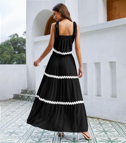 Image of ETOSELL Womens Two Piece Skirt Set 2024 Summer Sets Tie Up Sleeveless Tank Top Maxi Skirt Casual Beach Cruise Vacation Dresses Outfits with Pockets, Small