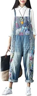 Vogstyle Women's Casual Printing Denim Jumpsuit Pants (Style 11-Blue)