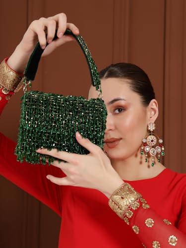 Image of THE TAN CLAN Rosa Black Flap Over Clutch Bag for Women | Elegant Evening Handbag, Purse, Perfect for Weddings, Parties & Special Occasions