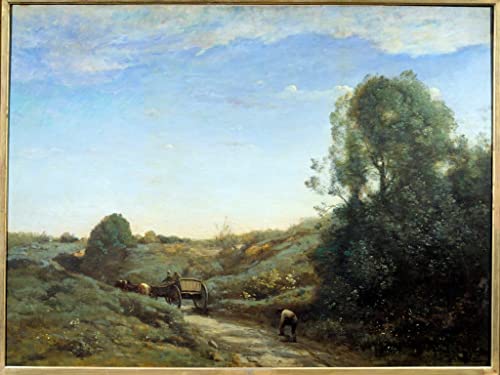 Affiche Toile La Charrette Corot pour habiller un grand mur vide de salon