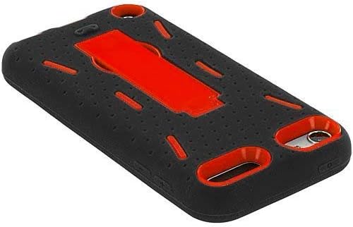 Black/Red Hybrid Rugged Hard Silicone Case Cover w/Stand for Apple iPod Touch 5th 6th Gen Generation 5G 5 6G 6