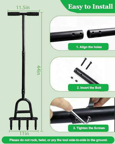 Manual Core Aerator Lawn Tool 4 Tines 45 pulgadas miniatura 3