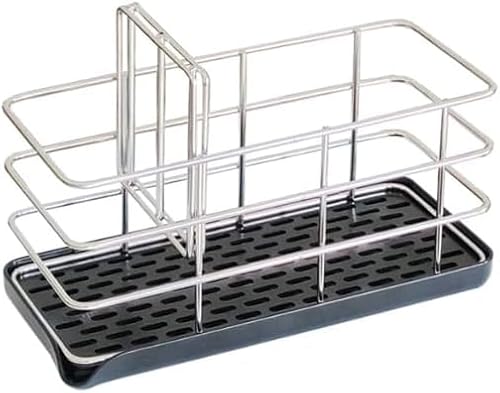 スポンジ置き スポンジホルダー ステンレス鋼 スポンジラック 水切り かご 水切りラック スポンジ たわし入れ トレー付きスポンジ置き キッチン収納 キッチン小物 (A)