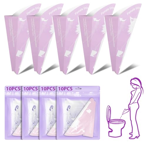 OFFCUP 40 Piezas Urinella para Mujer, Embudo de Papel Desechable para Orinar, Urinario Portatil, Mujer Plegable Orinal Mujer para Viaje Camping Senderismo y Actividades Al Aire Libre