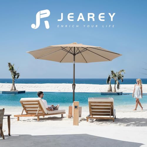 Image of JEAREY 10FT Outdoor Patio Umbrella, Market Umbrella, Beige