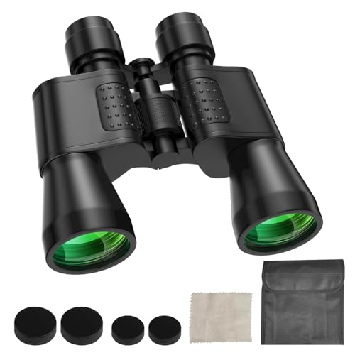 Crynvor Prismaticos 20×50 para Adultos, Binoculares con Visión Nocturna con Poca Luz, Prismaticos Largo Alcance con Prisma BAK9, Binoculares de Largo Alcance para Observación de Aves Fútbol Escalada