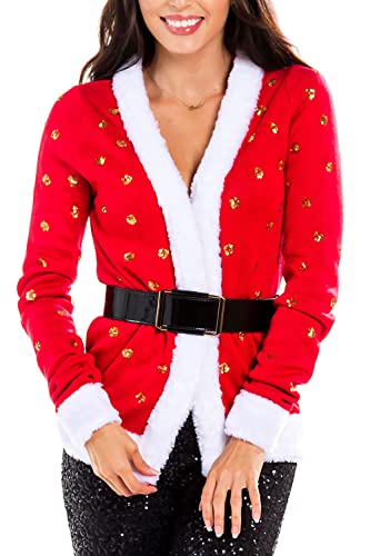 Image of Tipsy Elves Classic Cute Cardigan Ugly Christmas Sweaters for Women with Fun Patterns and Animals