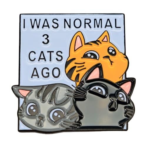 Image of Enamel Pin,I Was Normal 3 Cats Ago Lapel Pin,Cute pet Brooch,Humorous Kittens Badge,Decor DIY,Denim Jacket Canvas Bag Backpack Accessory,Gift For Cat Lover Teens Friends Conversation Opener