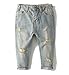 KIDSCOOL SPACE Baby Girl Boy Jean,D Ring Elastic Band Inside Ripped Denim Pants,Light Blue,4-5 Years