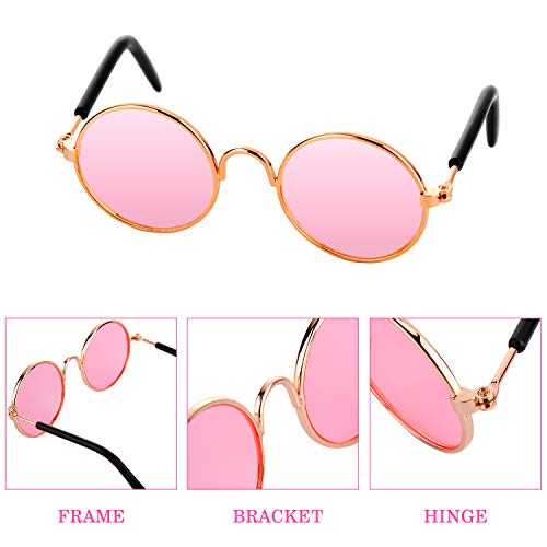 10 Pieces Cat Dog Sunglasses Funny Pet Glasses Round Metal Cat Classic Retro Sunglasses Pet Hippie Cute Dog Cat Cosplay Party Costume Photo Props Cosplay Glasses (Mixed Color) #TOP2