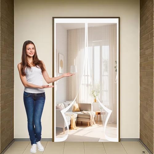 Moustiquaire porte aimantée 150x185 rideau anti-moustique blanc