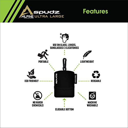 Spudz Ultra | Microfiber Cloth Screen Cleaner And Lens Cleaner | Closable Bottom | Black | 10 X 10 Inches #TOP2