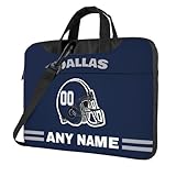 Custom Sport Laptop Shoulder Bag Personalized Football Style Laptop Bag with Name Number Customized Business Briefcase Messenger Shockproof Protective Cover for Notebook Ultrabook Tablet, Blue