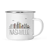 Andaz Press 11oz. Stainless Steel Campfire Coffee Mug, Nashville Colorful City Skyline Graphic 1-Pack Christmas Birthday, Includes Gift Box Nashville Coffee Mug Nashville Mug