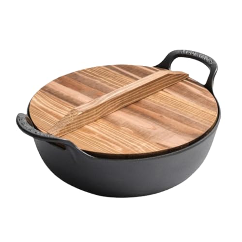 xiaoyuzhou 両手鍋 鉄鍋 ??? 炒め鍋 IH 鍋 シチュー鍋 鋳鉄 スープ鍋 手作り鉄鍋 蓋付き ガス火対応 焦げ付き防止 深型 卓上鍋 お手入れ簡単 耐久性 ?? すき焼き鍋 煮る 焼く 炒める 揚げる 湯豆腐 キムチ鍋 すき焼き おでん う