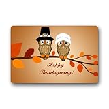 Happy Thanksgiving Funny Owl Art Non-woven Fabric Door Mat Indoor/Outdoor/Bathroom Doormat Rugs for Home/Office/Bedroom 23.6