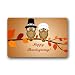 Happy Thanksgiving Funny Owl Art Non-woven Fabric Door Mat Indoor/Outdoor/Bathroom Doormat Rugs for Home/Office/Bedroom 23.6"(L) x 15.7"(W)