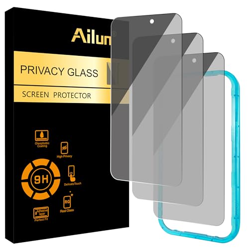 Ailun 3 Pack for iPhone 17 Pro Privacy Screen Protector [6.3 inch] with installation frame, Anti Spy Private Tempered Glass Anti-Scratch Case Friendly by Ailun - Used condition - US$6.40