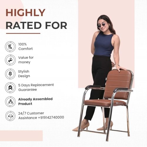 Image of Chair Offers a Professional Appearance in Any Office Setting Such as a Reception Area, in Front of a Desk (3, Tan, Standard)