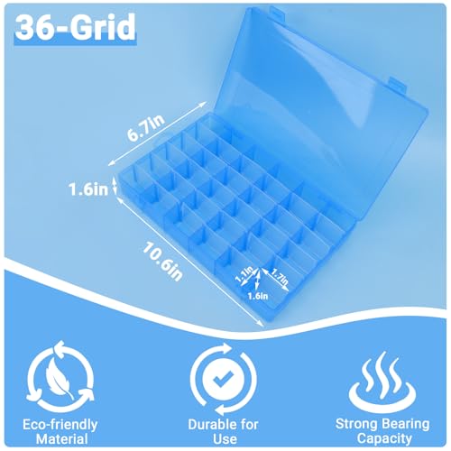 Image of Nail Organizer Storage Box 36 Grids, 2 Pack Rhinestone Container, Acrylic Press Fake Nail Tip Craft Art Accessories Plastic Empty Case, Display Holder for Jewelry Diamond Charms Gem Bead Polish