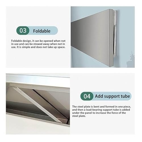 Table pliante murale en acier inoxydable avec support épais