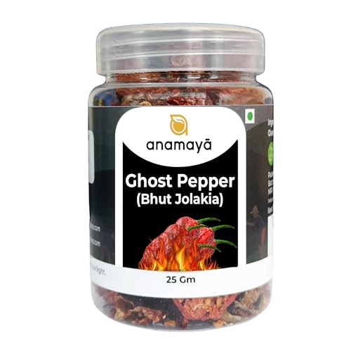 Image of Anamaya Bhut Jolokia Chilli | Naga King Chilli | Ghost Pepper by Anamaya | 25 Gm Food Grade Jar | Sourced from Nagaland