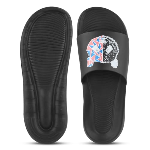 Image of PERY-PAO Sliders Mens White, Black, Grey, Sky blue Design Toxic, Spider, Dope, Panda Printed Flip Flop & Slippers