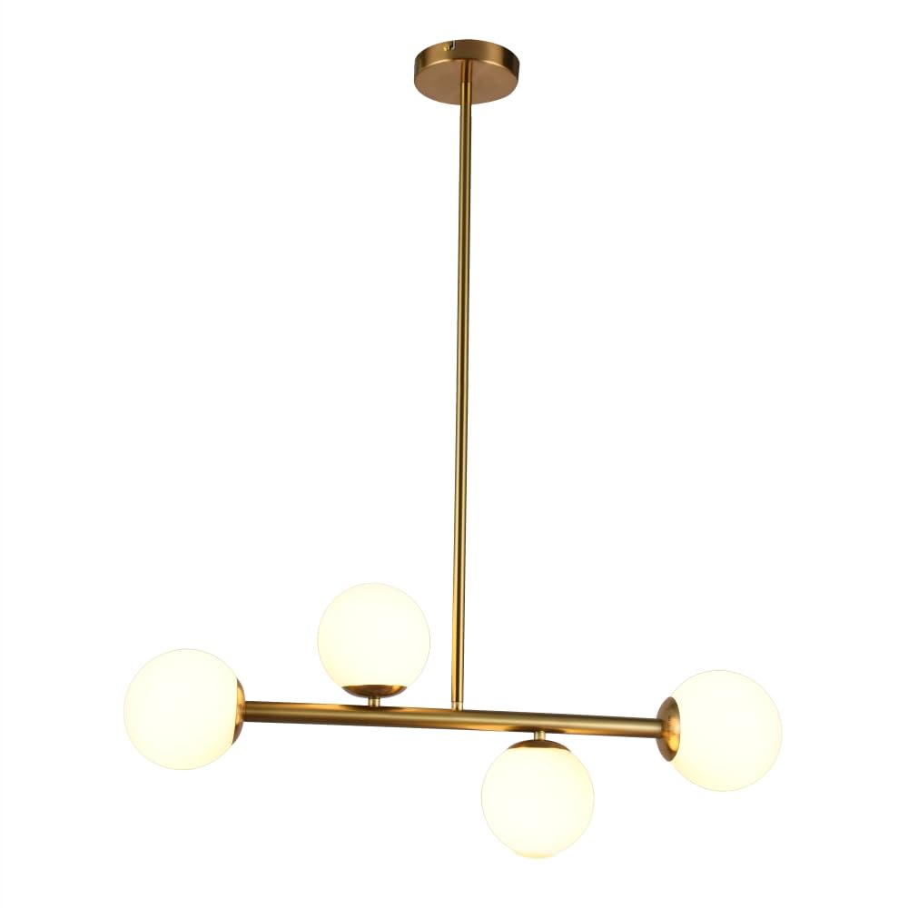 Tekled Opal And Gold Gold Metal Body Opal Glass Globes Ceiling Light 4Xe27 Fittings