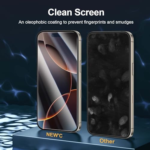 Image of NEW'C 2 Pack for iPhone 16 Pro Max Screen Protector (6.9 inches) + 2 Pack Camera Lens Protector, Sensor Protection, Case Friendly Tempered Glass Film - Easy installation tool included