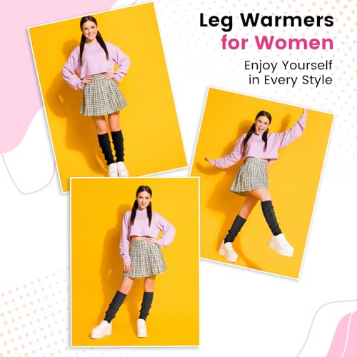 Image of Clothirily Leg Warmers - 2 Pairs Knit Leg Warmers for Women 80s Fashion Long Socks for Sports Party Yoga Winter Accessories