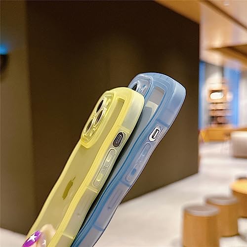 Image of Compatible with iPhone 14 Pro Case 6.1 inch 2022, Cute Kawaii Curly Wave Frame Shape Soft Silicone Shockproof Protective Phone Cover for Women Girls, Clear /Yellow