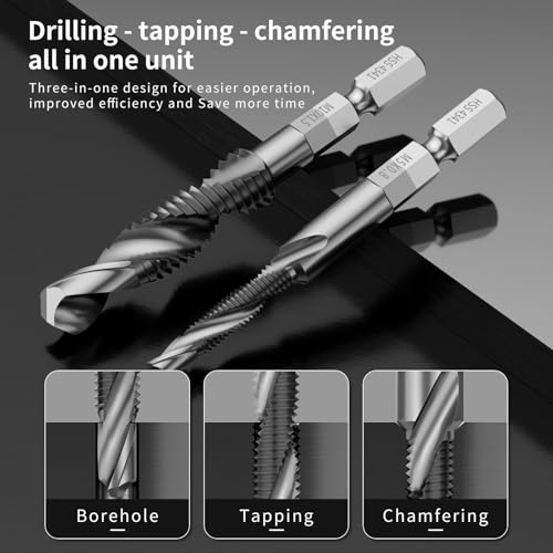 Hex Shank Titanium Plated HSS Screw Thread Metric Tap Drill Bits Screw Machine Compound Tap - image 5