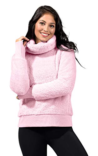 90 Degree By Reflex Ultra Soft Sherpa Hooded Teddy Cardigan Jacket with Pockets - Vapor Lilac Cowl Neck - Medium