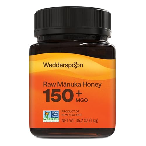 Image of Wedderspoon Raw Manuka Honey 150+ MGO, 35.2 Oz, Unpasteurized New Zealand Honey, Non-GMO, BPA-Free Jar, Superfood & Natural Wellness Support