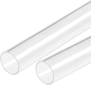 MECCANIXITY Acrylic Pipe Clear Rigid Round Tube 21mm ID 25mm OD 18" for Lamps and Lanterns, Water Cooling System 2pcs