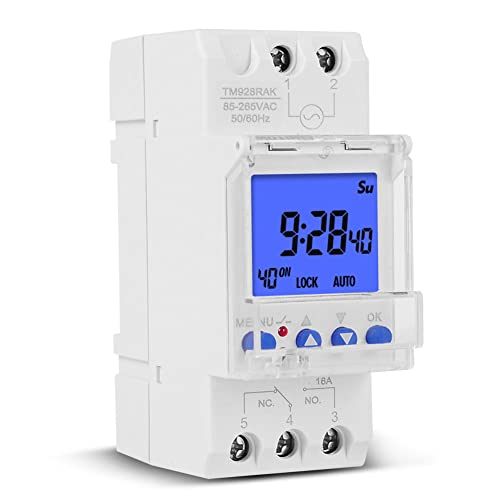 7 Days Intelligent Analog Timer Switch, Din Rail Installation 85-265V 16A Programmable Digital Lcd Electronic Timer Switch Suitable For Home School, Battery Operated #TOP8