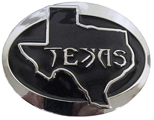 AES State of Texas Black Map Oval Metal Belt Buckle